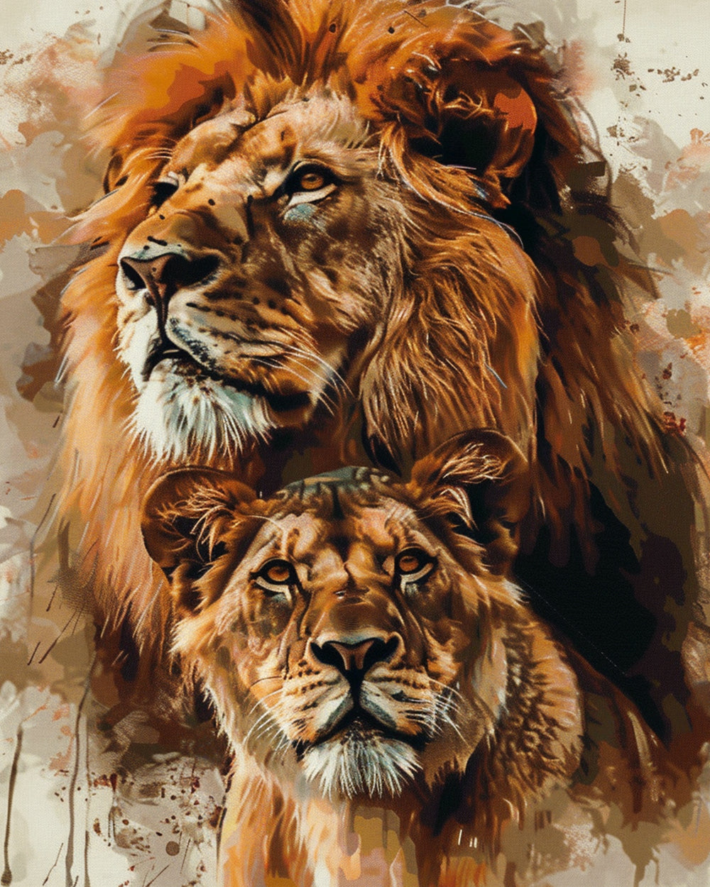 Wild lion couple cross stitch kit for beginners