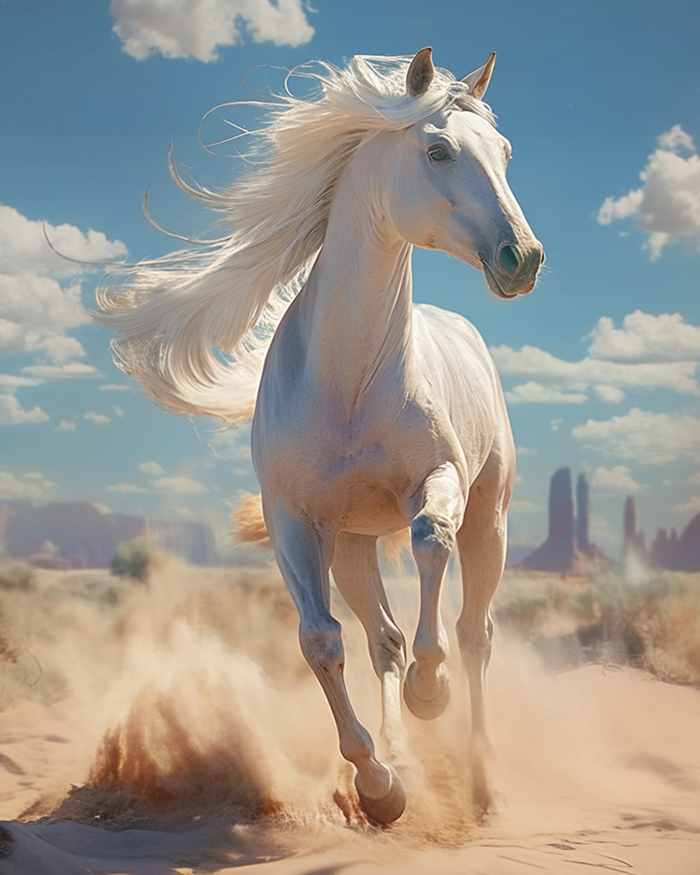 Wild white desert horse cross stitch kit for beginners