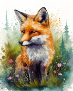 Wildflower fox watercolor cross stitch kit for beginners