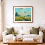 Finished wildflower summer meadow cross stitch artwork displayed as home decor
