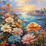 Wildflowers by coastal city cross stitch kit for beginners