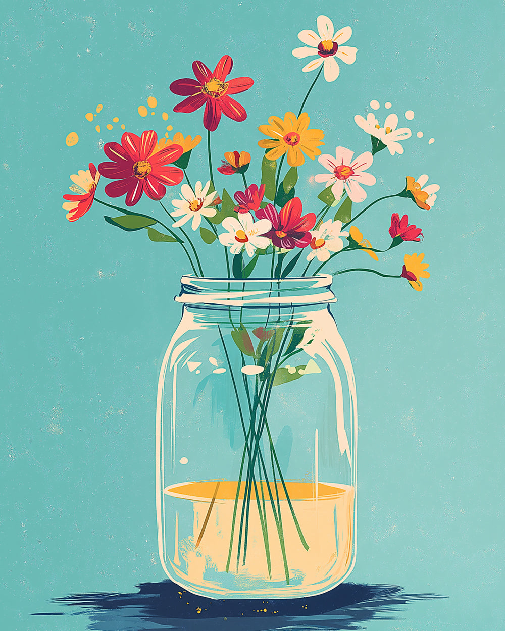 Wildflowers in jar cross stitch kit for beginners