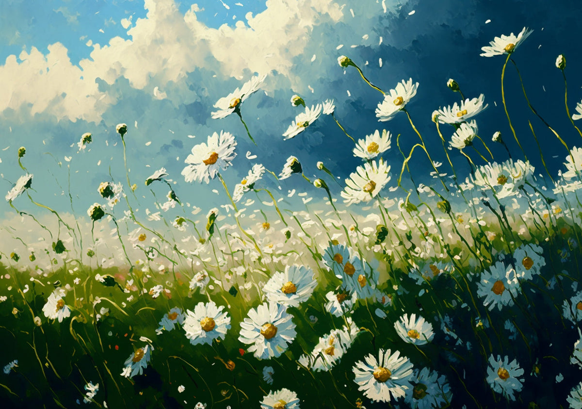 Windy daisy field cross stitch kit for beginners