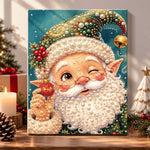 Winking christmas elf santa pearl diamond painting kit for beginners
