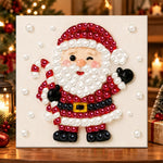Winking santa with candy cane pearl diamond painting kit for beginners