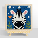 Winking zebra starry night punch needle kit for beginners
