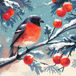 Winter berry bird cross stitch kit for beginners