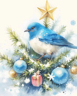 Winter blue bird cross stitch kit for beginners