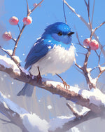 Winter blue bird scene cross stitch kit for beginners