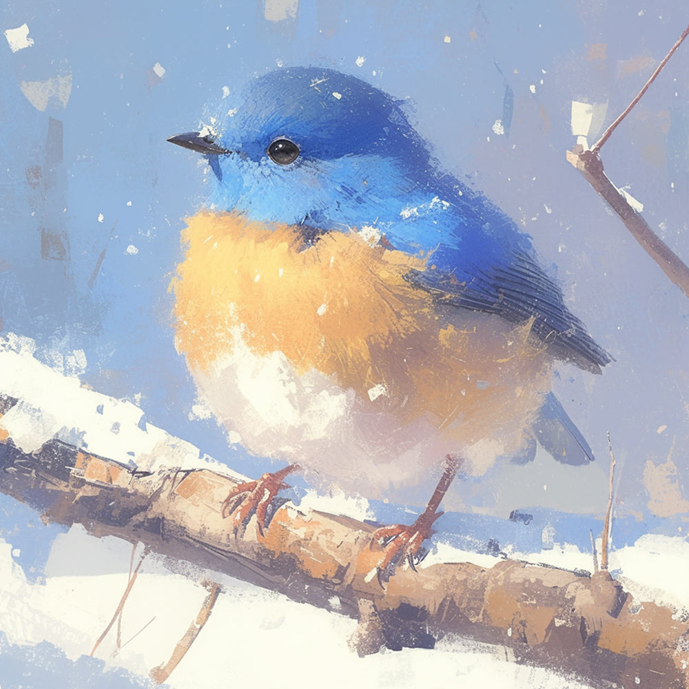 Winter bluebird in snow cross stitch kit for beginners