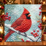 Winter cardinal bird pearl diamond painting kit for beginners