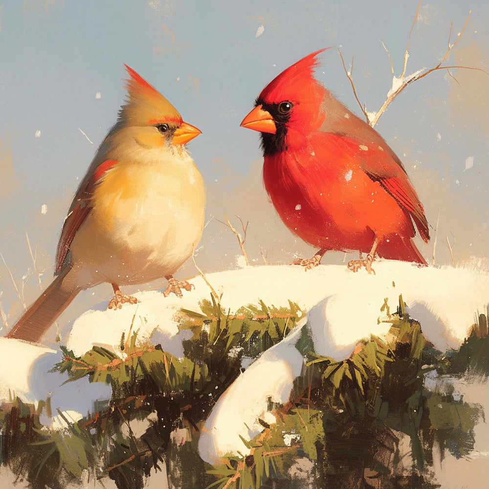 Winter cardinal birds cross stitch kit for beginners