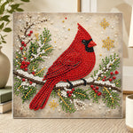 Winter cardinal pearl diamond painting kit for beginners