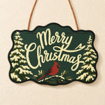 Winter cardinal scene paint by numbers door hanger finished design