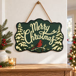 Winter cardinal scene paint by numbers door hanger as indoor wall decor
