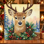 Winter christmas deer portrait pearl diamond painting kit for beginners