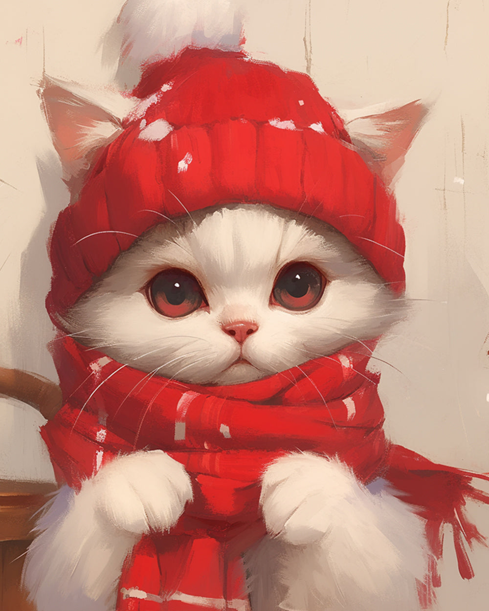 Winter fluffy kitten cross stitch kit for beginners