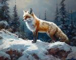 Winter fox on rocky slope cross stitch kit for beginners