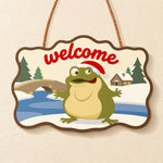 Winter frog warm welcome paint by numbers door hanger finished design