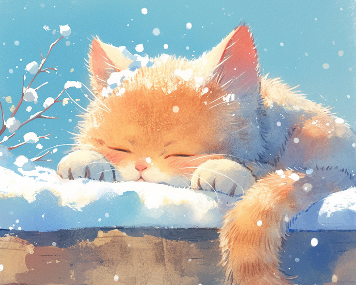 Winter ginger kitten cross stitch kit for beginners