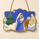 Winter holy mother paint by numbers door hanger finished design