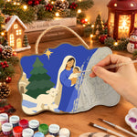 Winter holy mother paint by numbers door hanger painting process