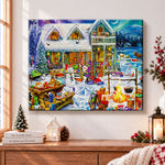 Winter mountain cabin pearl diamond painting kit for beginners