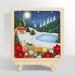 Winter mountain landscape punch needle kit for beginners