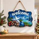 Winter pinecone star welcome paint by numbers door hanger as indoor wall decor