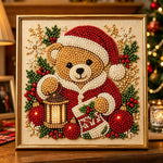 Winter santa teddy pearl diamond painting kit for beginners