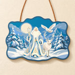 Winter santa wonderland paint by numbers door hanger finished design