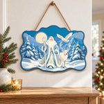 Winter santa wonderland paint by numbers door hanger as indoor wall decor