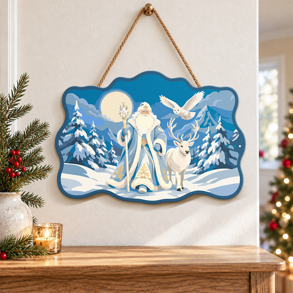Winter santa wonderland paint by numbers door hanger as indoor wall decor