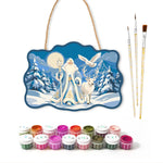 Winter santa wonderland paint by numbers door hanger with paints and brushes