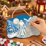 Winter santa wonderland paint by numbers door hanger painting process