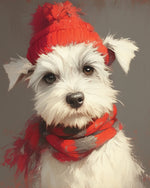 Winter schnauzer portrait cross stitch kit for beginners
