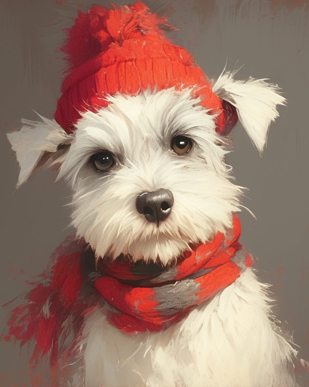 Winter schnauzer portrait cross stitch kit for beginners