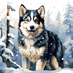 Winter snow husky cross stitch kit for beginners