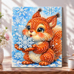 Winter snowflake squirrel pearl diamond painting kit for beginners
