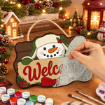Winter snowman paint by numbers door hanger painting process