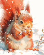 Winter squirrel in snow cross stitch kit for beginners