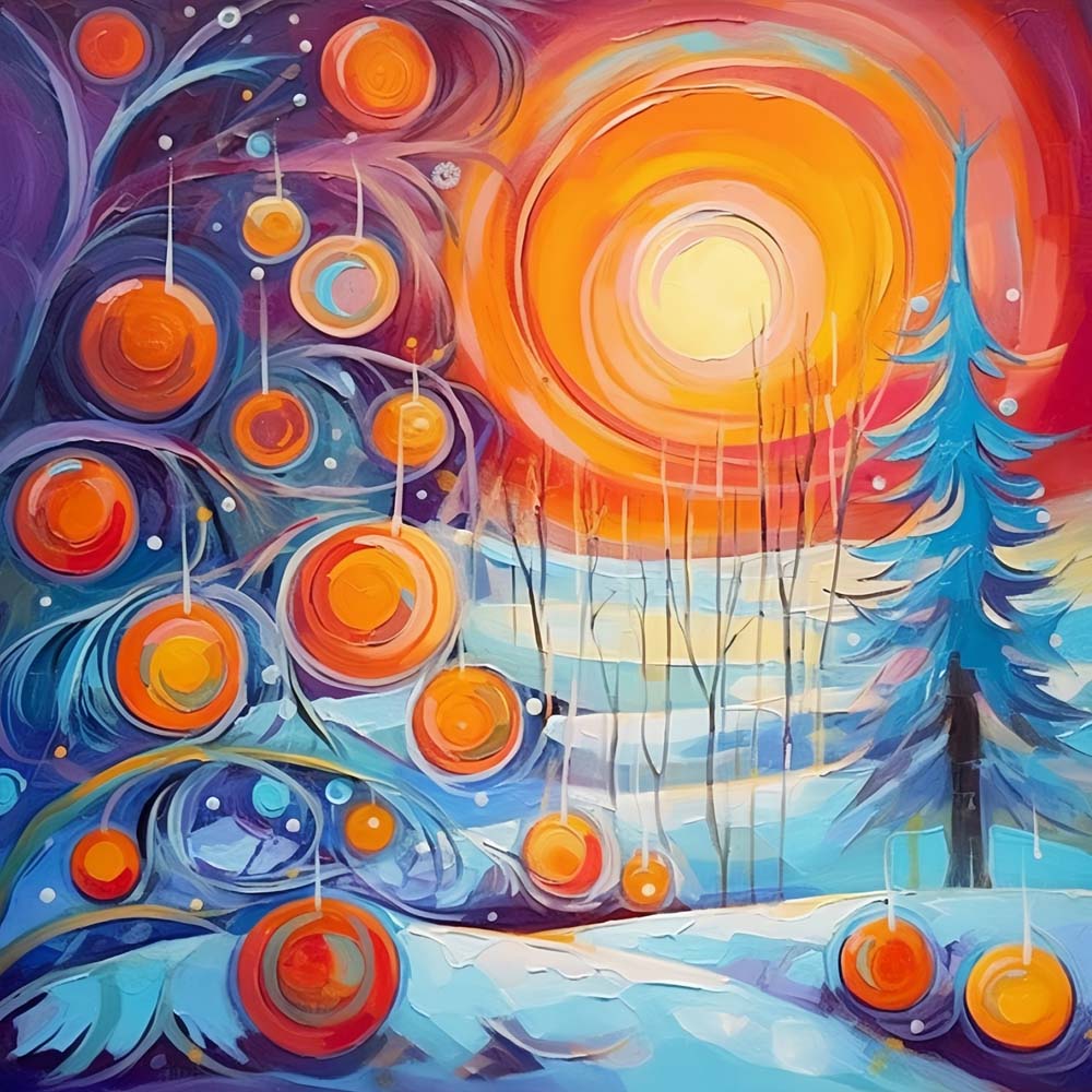 Winter sunset painting cross stitch kit for beginners