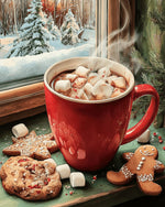 Winter window hot chocolate cross stitch kit for beginners