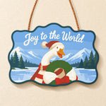 Winter wreath moment paint by numbers door hanger finished design