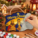 Wise kings offering gifts paint by numbers door hanger painting process