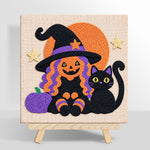 Witch and black cat punch needle kit for beginners