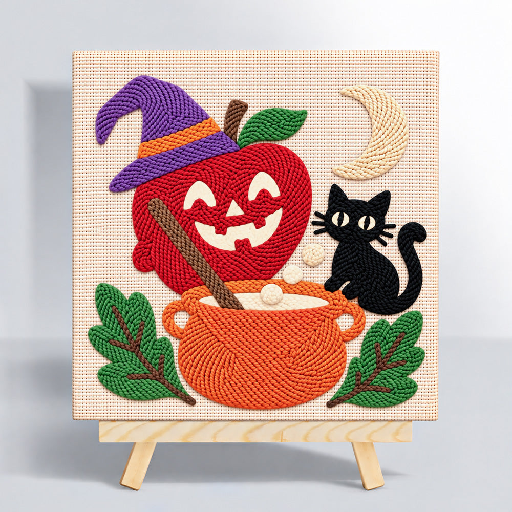 Witch apple cauldron punch needle kit for beginners