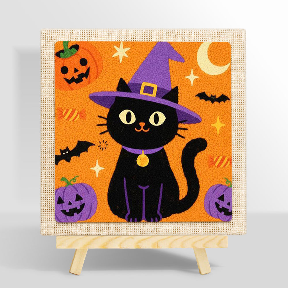 Witch black cat punch needle kit for beginners
