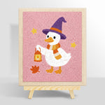 Witch duck holding lantern punch needle kit for beginners