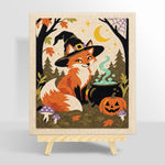 Witch fox with magic cauldron punch needle kit for beginners